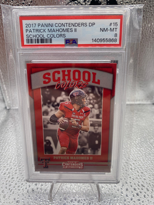 2017 Panini Contenders DP Patrick Mahomes ll School Colors PSA 8