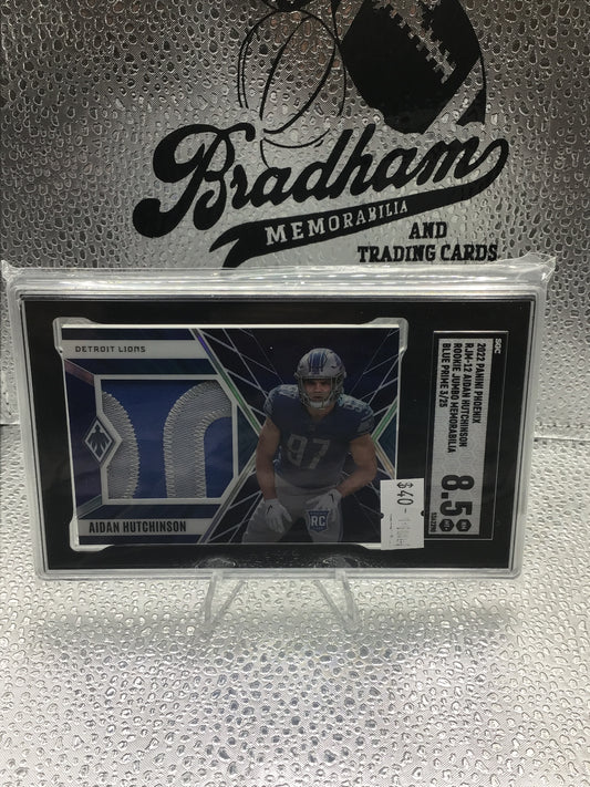 Aidan Hutchinson RJM-12 3/25 BLUE PRIME 2022 Panini Phoenix SGC 8.5