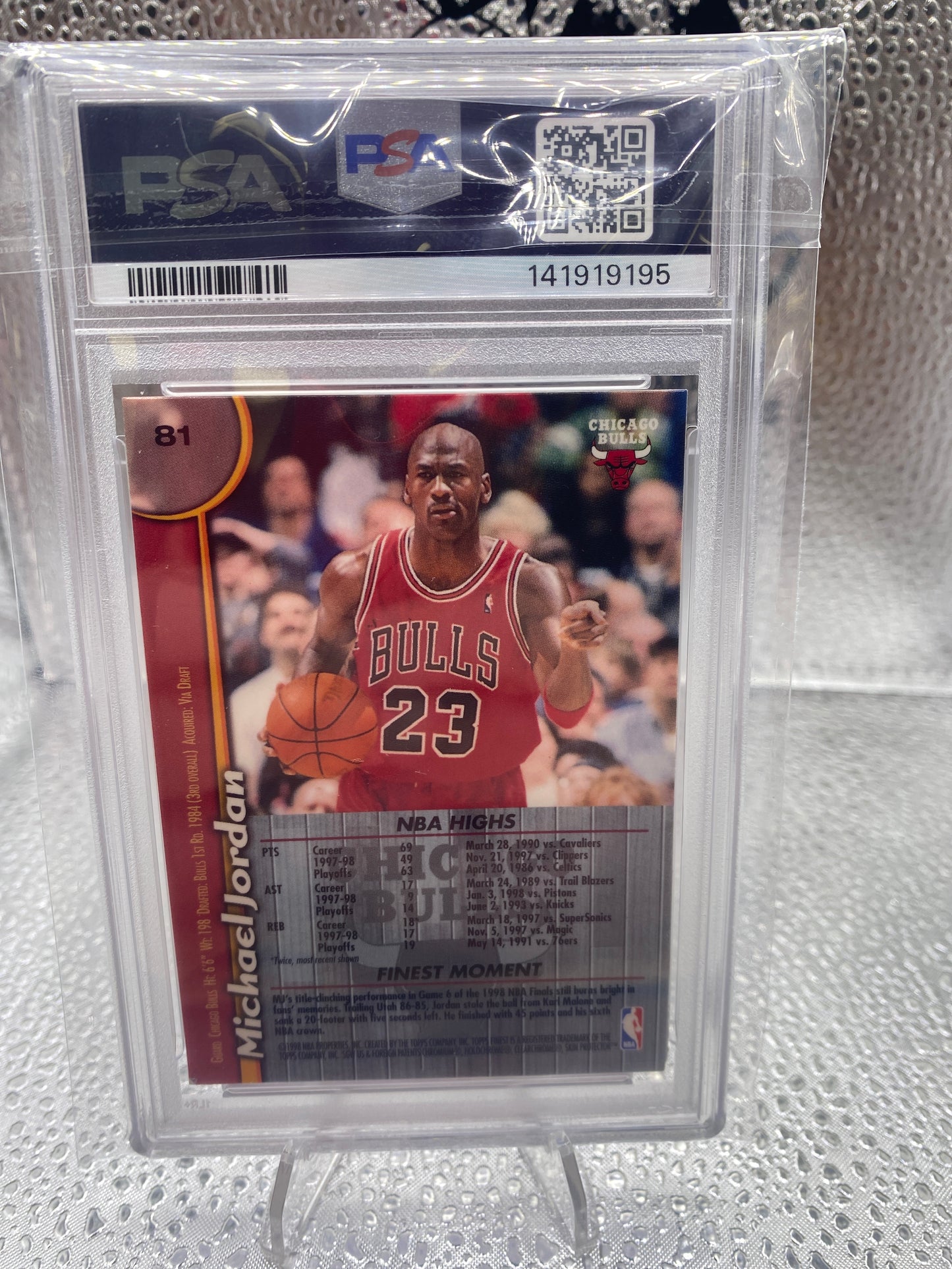 1998 Finest Michael Jordan W/Coating PSA 7