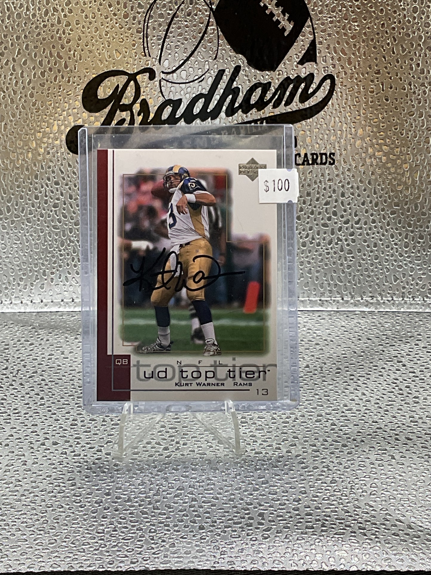 Kurt Warner on card auto with COA Upper Deck Top Tier