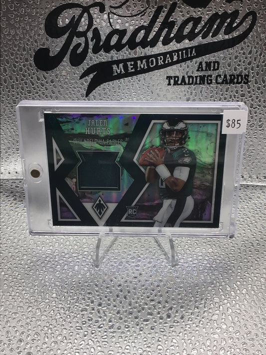 Jalen Hurts 2020 Panini Phoenix RC Rookie Fabrics Prizm Patch 134/149 #PF-JA Eagles