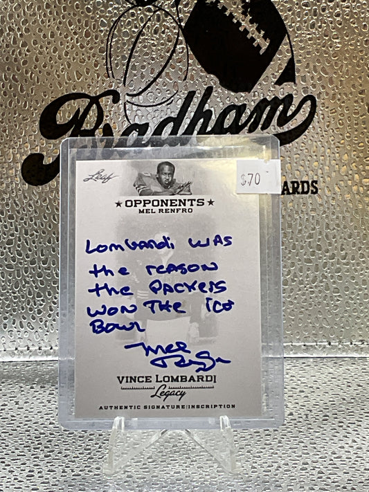 Mel Renfro Leaf Vince Lombardi Legacy