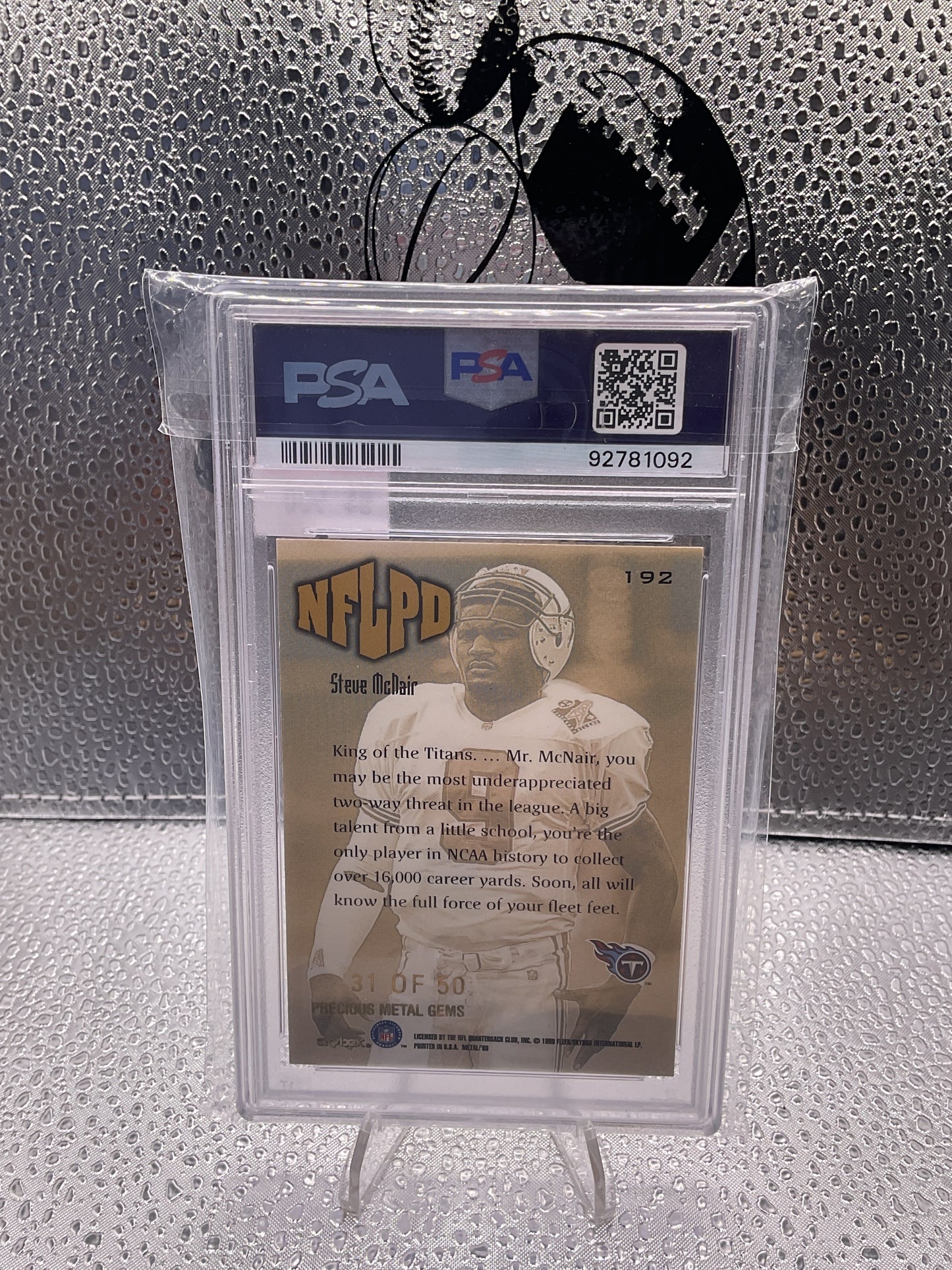 1999 Metal Universe #192 Steve Mcnair Precious Metal Gems #31/50 PSA 8 PMG RARE