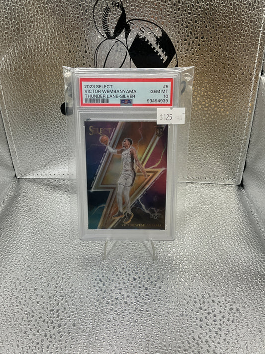2023-24 Panini Select Thunder Lane Victor Wembanyama #5 Silver Prizm (RC) PSA 10