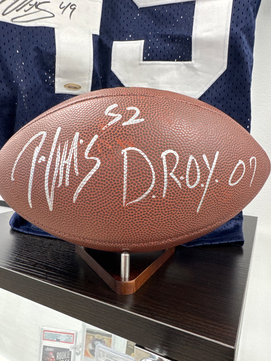 Patrick Willis Autographed football with D.R.O.Y. Inscription