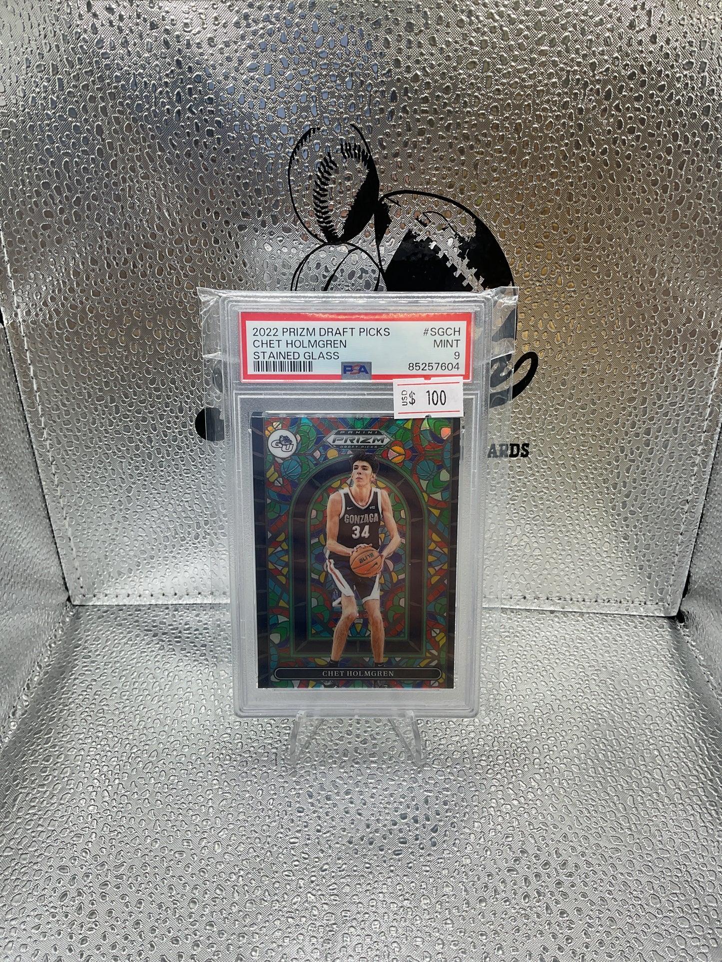 2022 Prizm Draft Picks Chet Holmgren Stained Glass~ PSA 9
