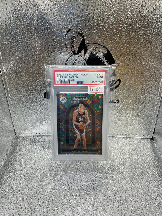 2022 Prizm Draft Picks Chet Holmgren Stained Glass~ PSA 9