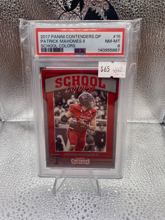 2017 Panini Contenders DP Patrick Mahomes ll School Colors PSA 8