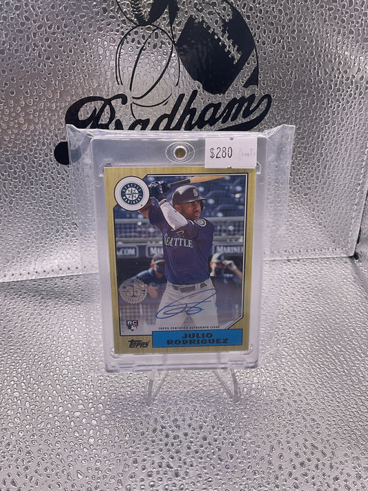 2022 Topps Baseball Julio Rodriguez RC 1987 Auto #87BA-JRO Seattle Mariners