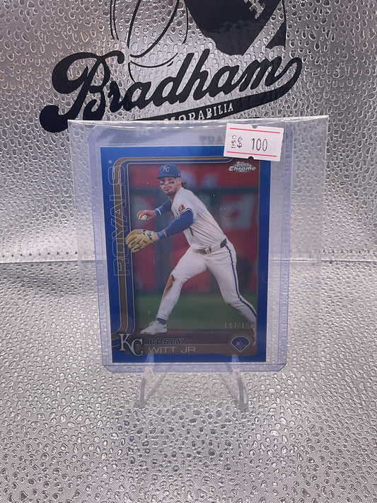 2025 Topps Chrome #93 Bobby Witt Jr. True Blue Refractor 147/150 Color Match