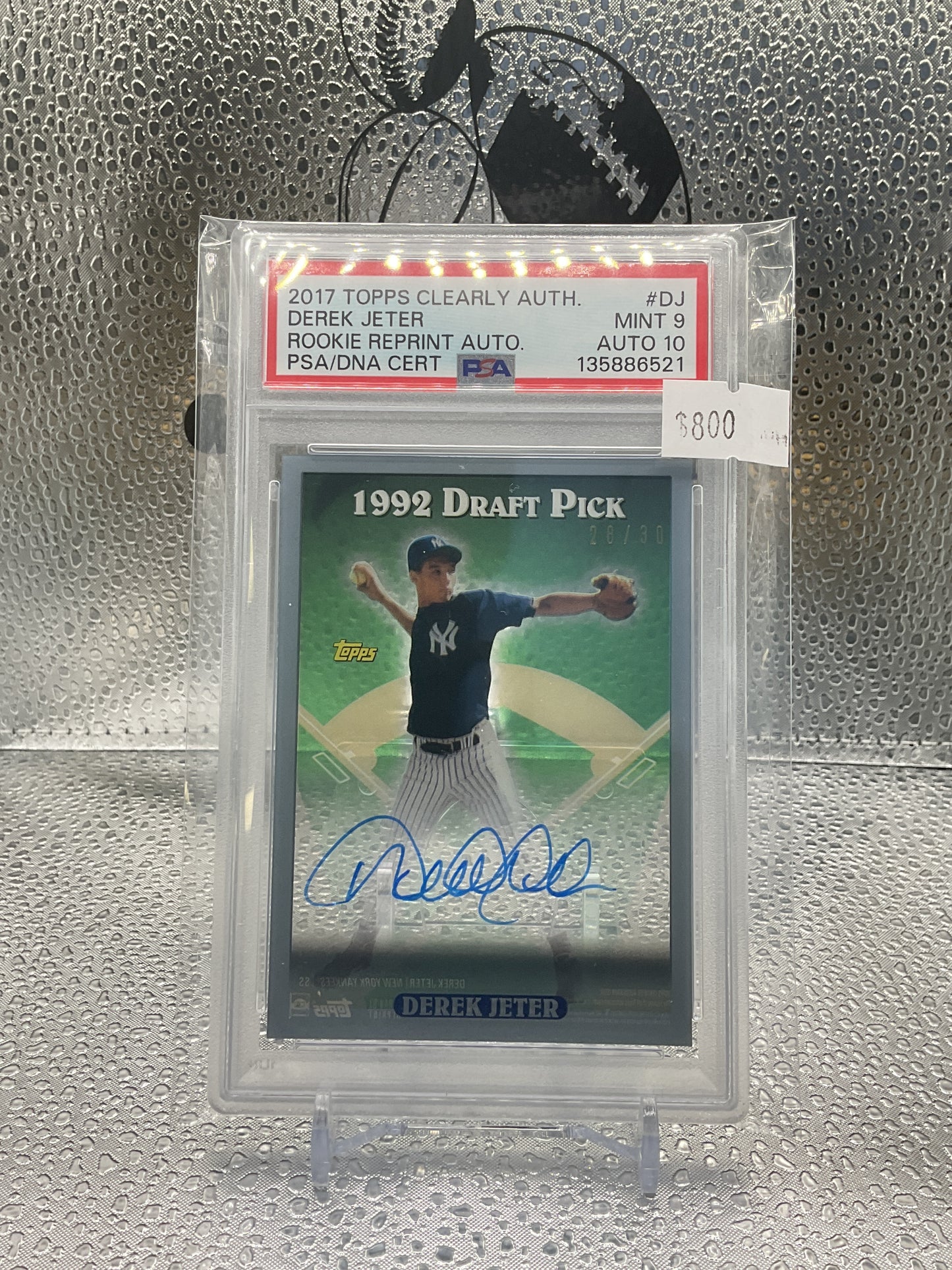 2017 Topps Clearly Auto Derek Jeter Rookie Reprint PSA Mint 9 Auto 10