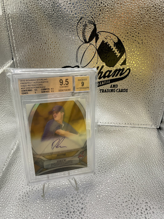 2010 Bowman Sterling Prospects Gold Refractor /50 Drew Pomeranz BGS 9.5 Gem Mint 9 Auto