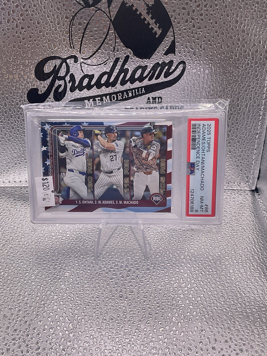 2025 Topps Series 1 NL RBI Leaders Ohtani Adames Machado Independence Day 76/76
SP PSA 8