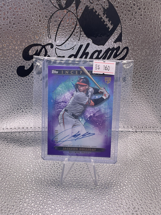 2024 Topps Inception Jackson Holliday Purple Rookie Auto /199 #BRES-JH Orioles