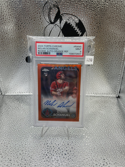 Nolan Schanuel 2024 Topps Chrome
Rookie Auto Orange Ref. Rookie /25 PSA
9