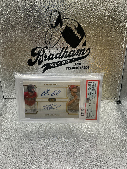2024 TOPPS DEFINITIVE MLB PLAYER COLLECTION CARROLL LAWLAR /35 RC PSA 10 AUTO 10
