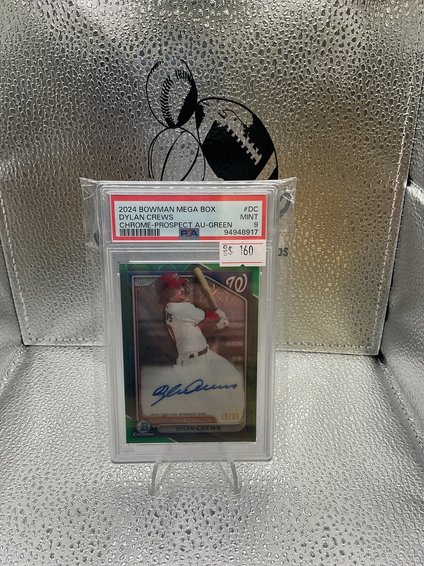 DYLAN CREWS 2024 BOWMAN CHROME MEGA BOX GREEN MOJO
AUTO /99 PSA 9