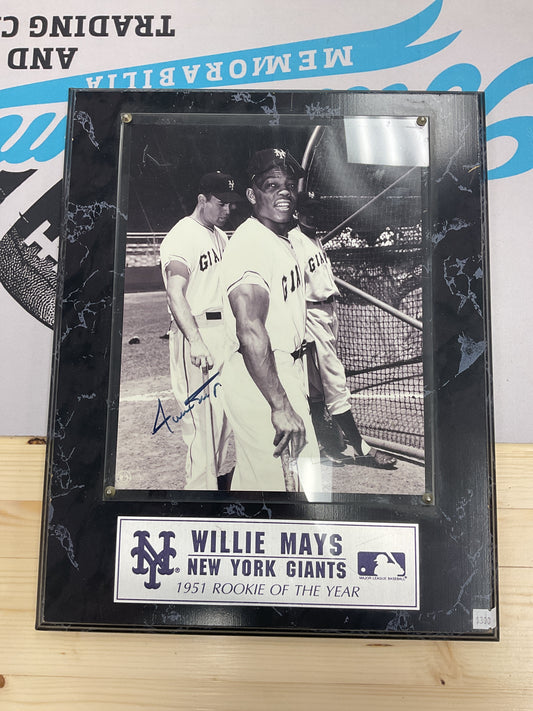 Willie Mays Plaque Auto with COA
