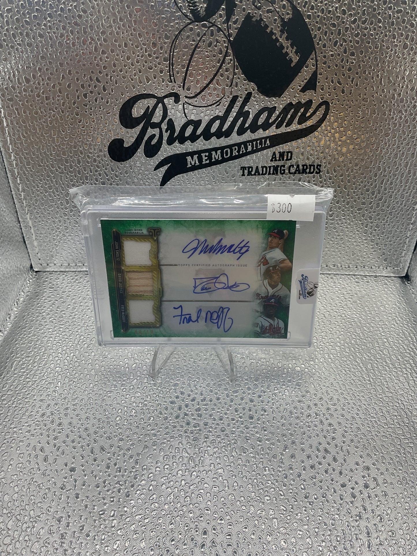 John Smoltz/ David Justice/ Fred McGriff Triple Memorabilia Auto /18 #ARC-SJM