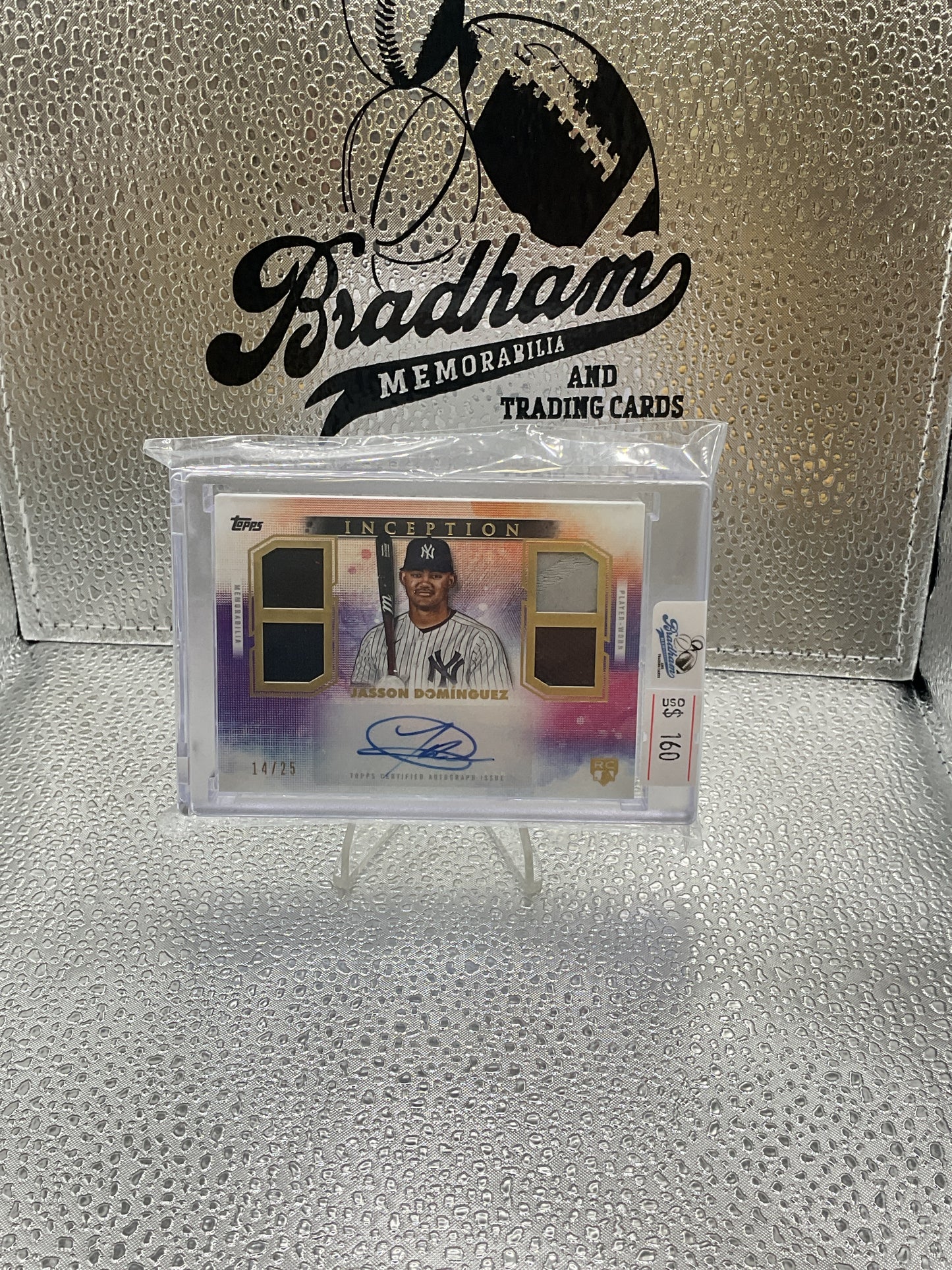 Jasson Dominguez 2024 Topps Inception Quad Relics Auto /25 RC QRA-JD Yankees