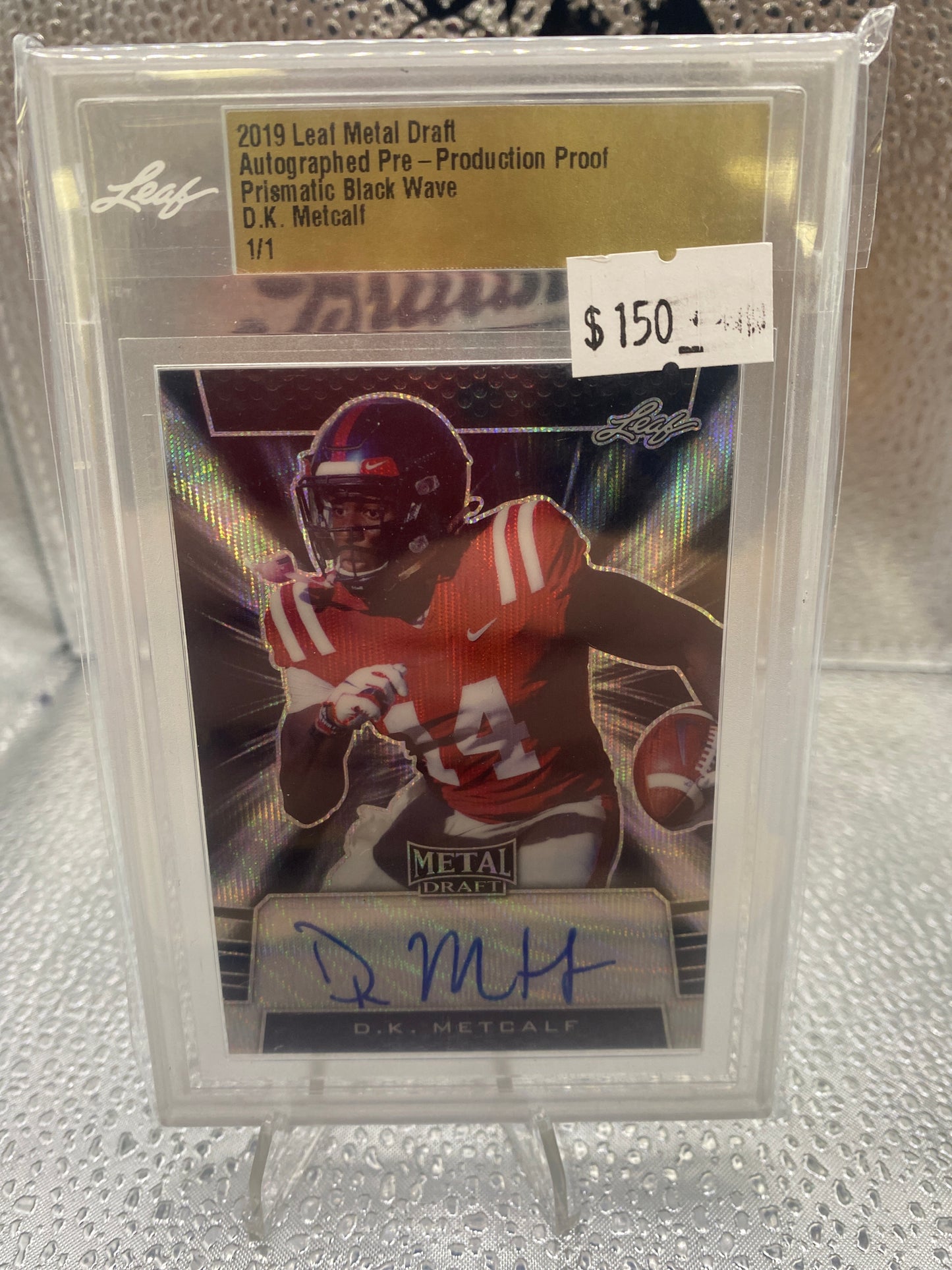 2019 Leaf Metal Draft Prismatic Autographed Pre-production Prismatic Black Wave Dk Metcalf 1/1