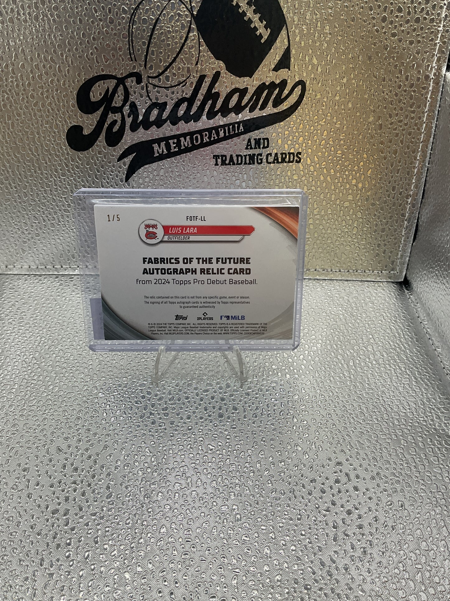 2024 Topps Pro Debut Carolina Mudcats LUIS LARA FOTF-LL AUTO RELIC 1/5 Brewers