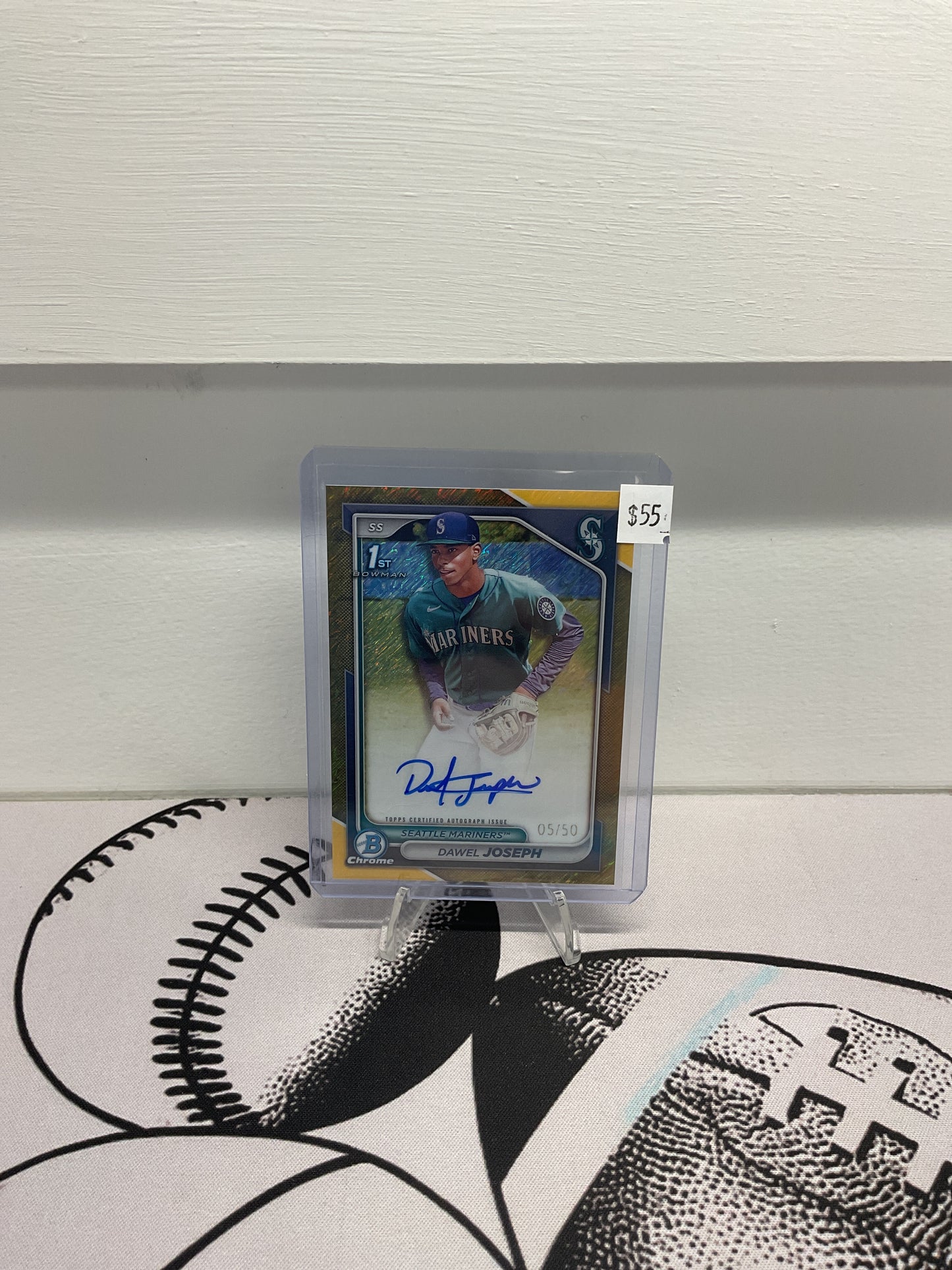 DAWEL JOSEPH 2024 BOWMAN CHROME AUTO GOLD SHIMMER REFRACTOR 1ST PROSPECT /50