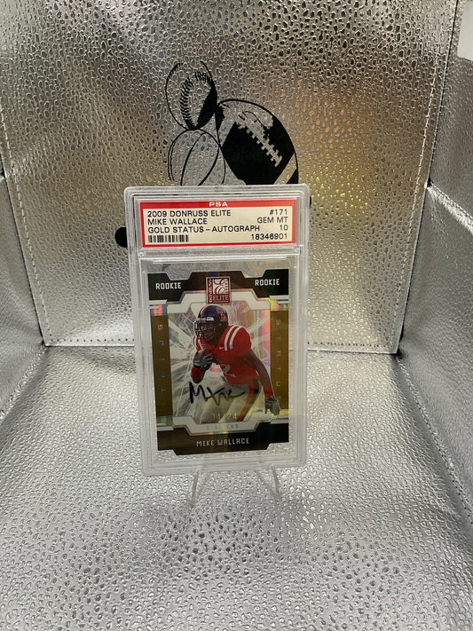 2009 Donruss Elite Mike Wallace Gold Status PSA gem mint 10