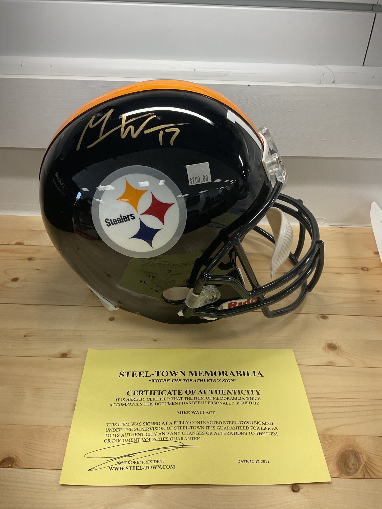 Mike Wallace Signed Steelers Helmet with COA