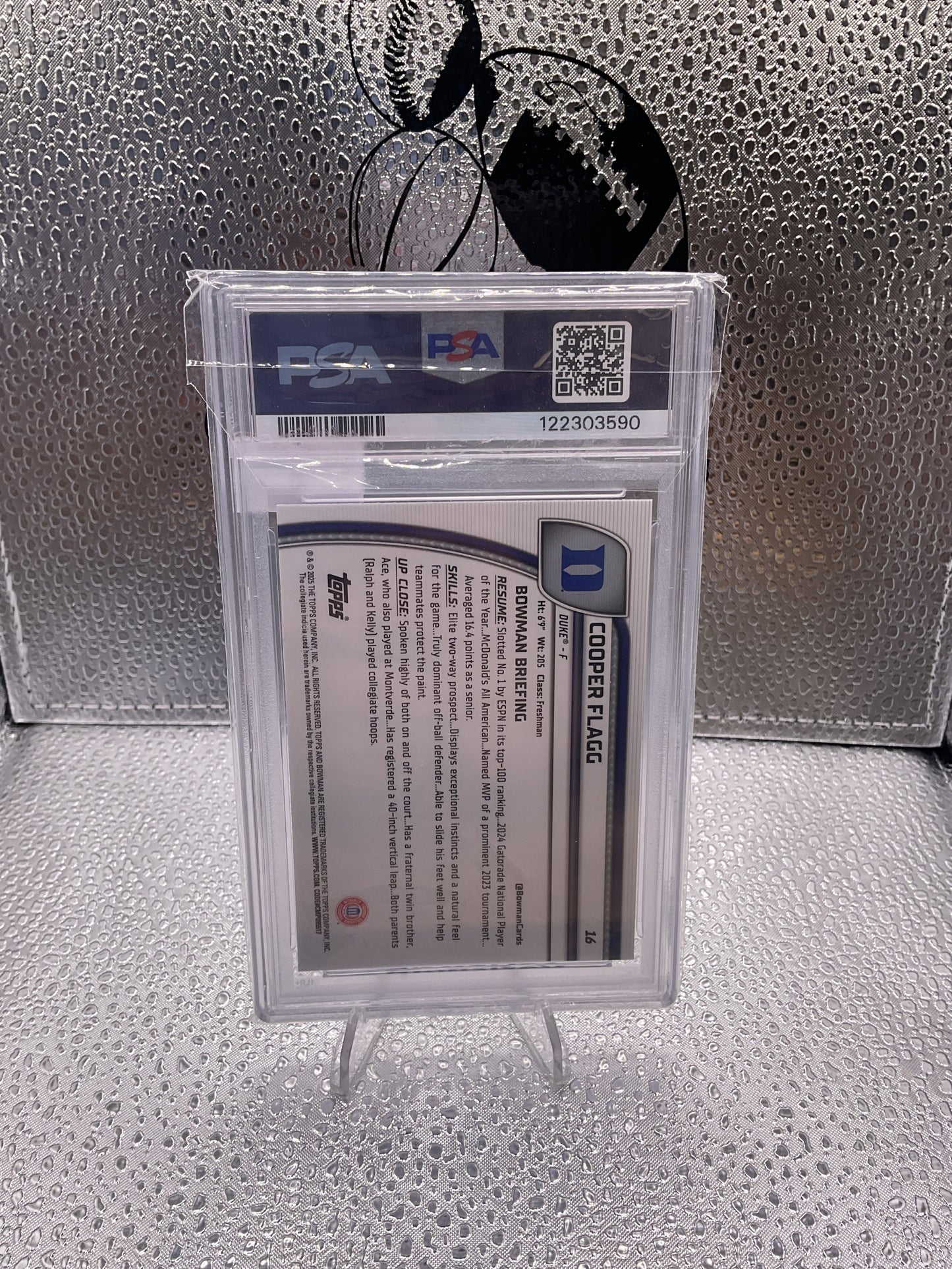 2024 Bowman Chrome University #16 Cooper Flagg Rookie Purple Lava PSA 10 RC