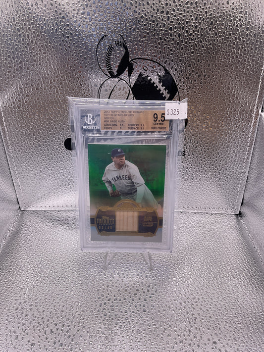 Babe Ruth Bat Relic Green Refractor 03/40 2013 Topps Tribute TTSR-BR Beckett 9.5