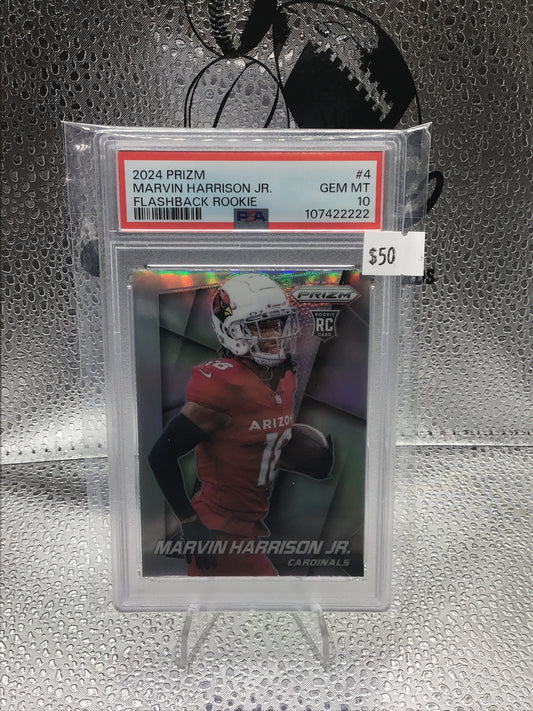 2024 Panini Prizm Flashback Silver Marvin Harrison Jr. ROOKIE #4 PSA 10 GEM MINT