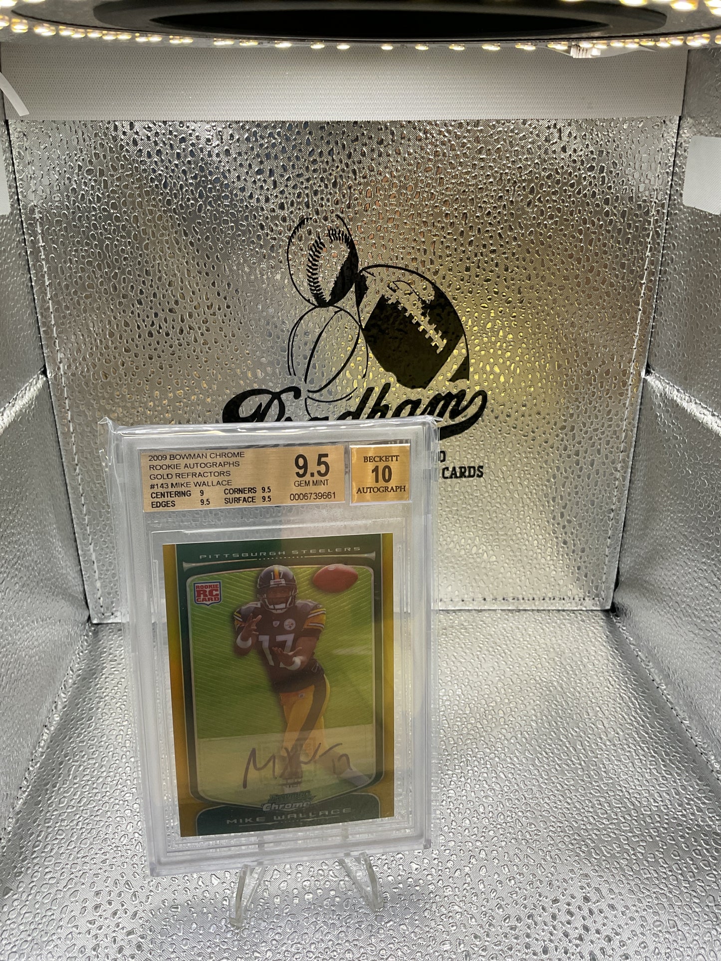 2009 Bowman Chrome Rookie Autograph Gold refractor Mike Wallace /25