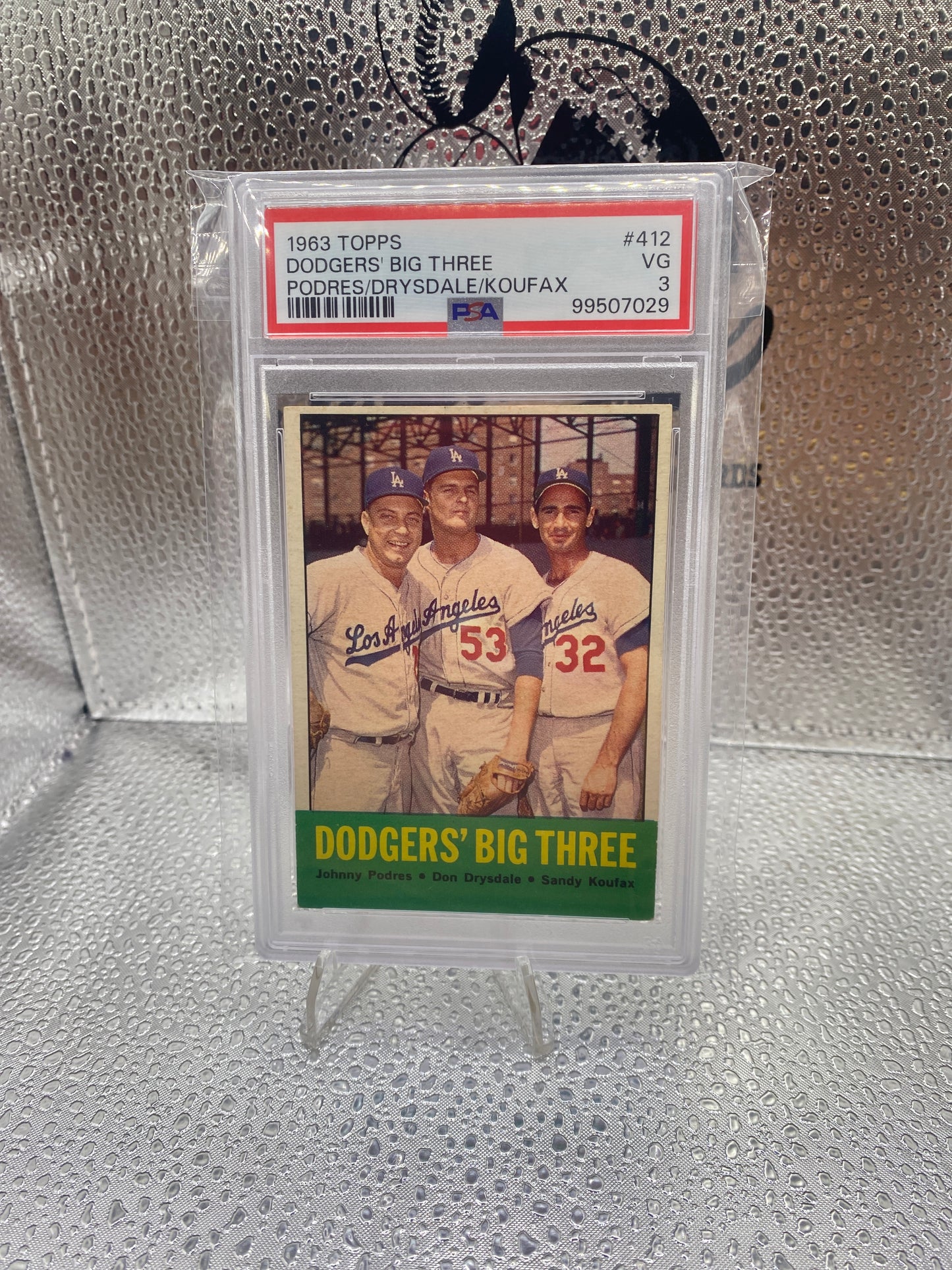 1963 Topps Dodger’s Big Three Podres/Drysdale/Koufax PSA VG 3