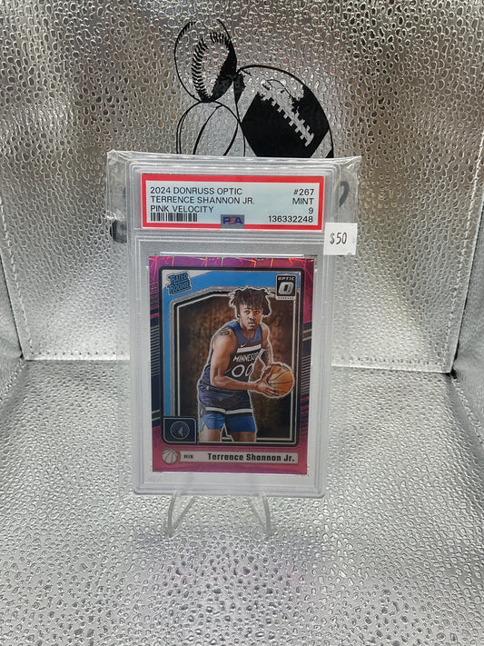 2024 Optic Terrance Shannon Jr PINK VELOCITY RATED ROOKIE #/79 MN Twolves PSA 9