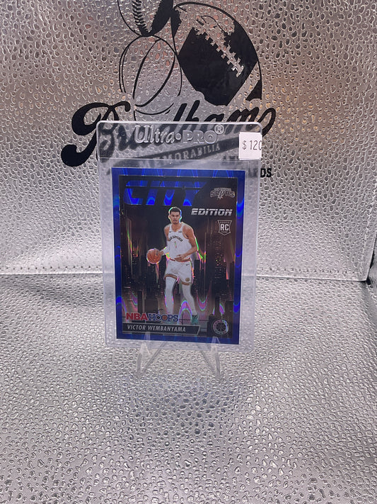 2023 Hoops Premium Stock- City Edition Blue Seismic Prizm # 25 Victor Wembanyama