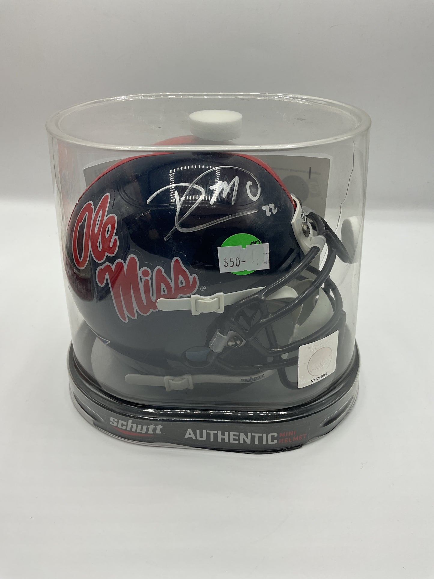 Dexter McCluster Signed Mini Helmet With COA