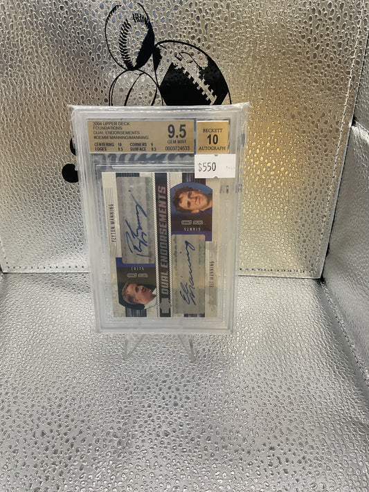 Peyton Manning/ Eli Manning Dual Autograph BGS 9.5, BGS 10 Auto #DE-MM
