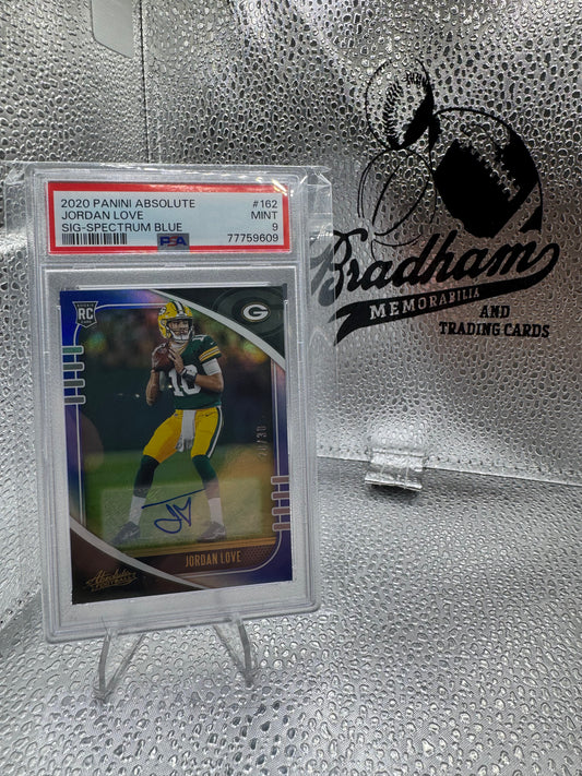 2020 Panini Absolute Jordan Love Sig-Spectrum Blue /30 PSA9