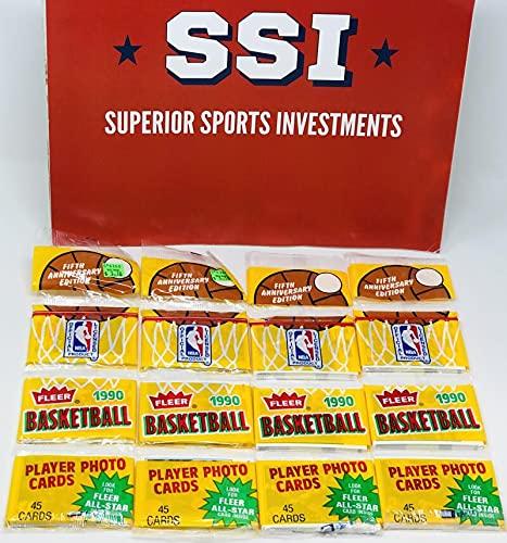 1990-91 Fleer Basketball 4 Ct Rack Pack Lot