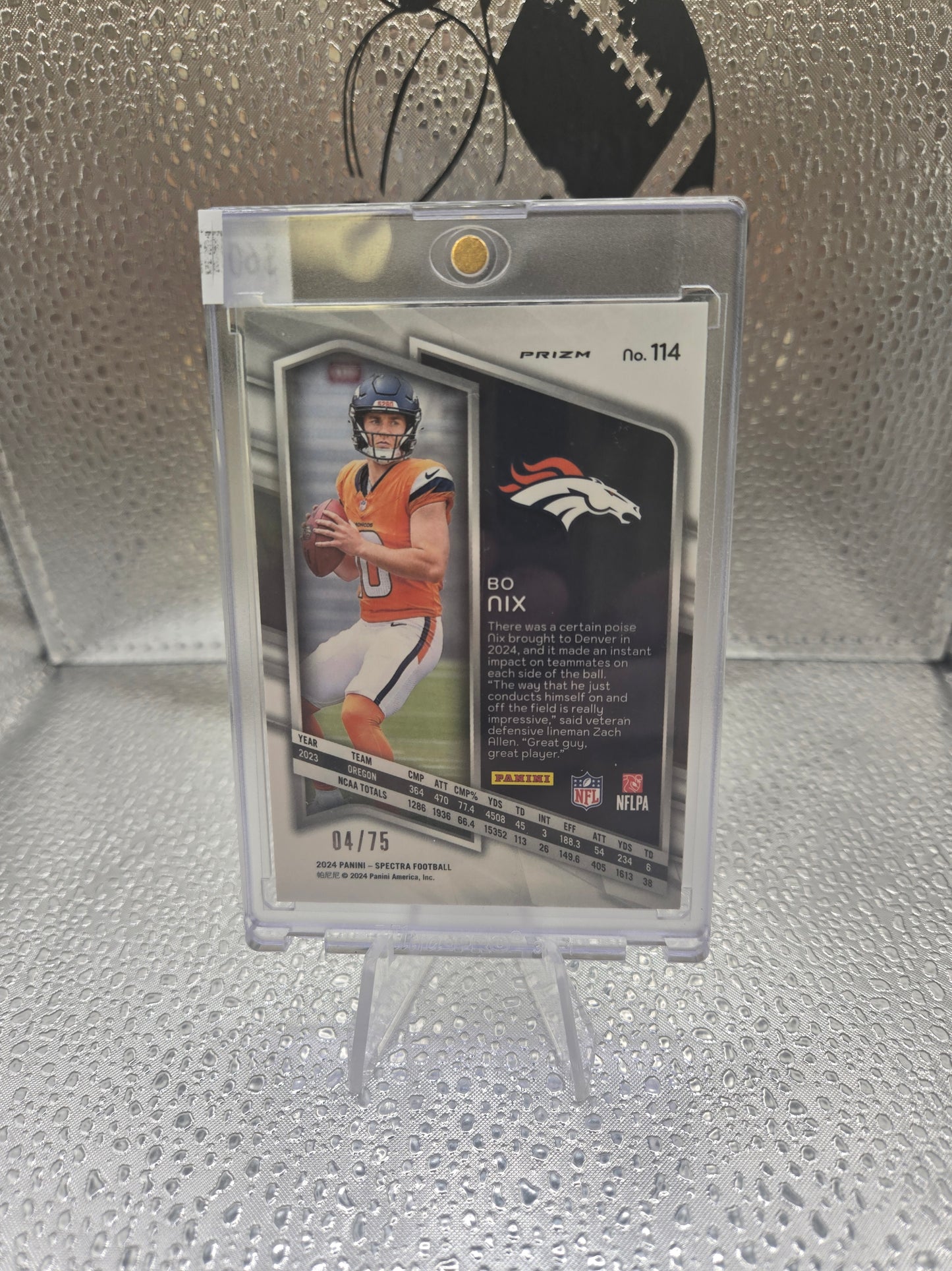 Bo Nix Spectra Hyper /75 RC No. 114