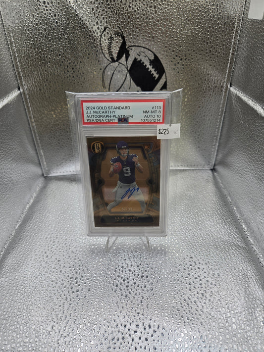 PSA 8 AUTO 10 J.J. McCarthy 2024 Gold Standard /99