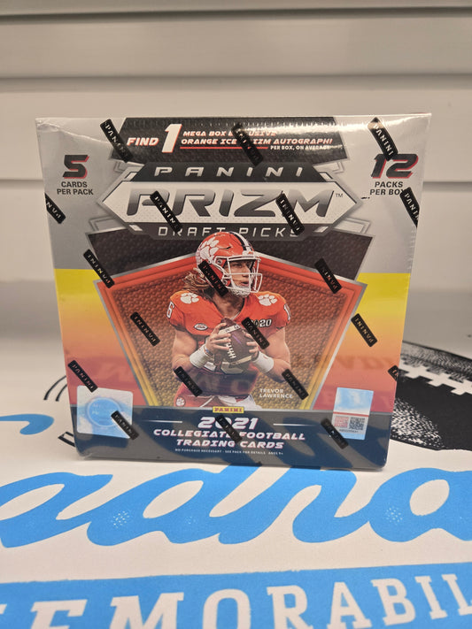 Panini Prizm Draft Picks 2021 Collegiate Football Orange Ice Mega Box