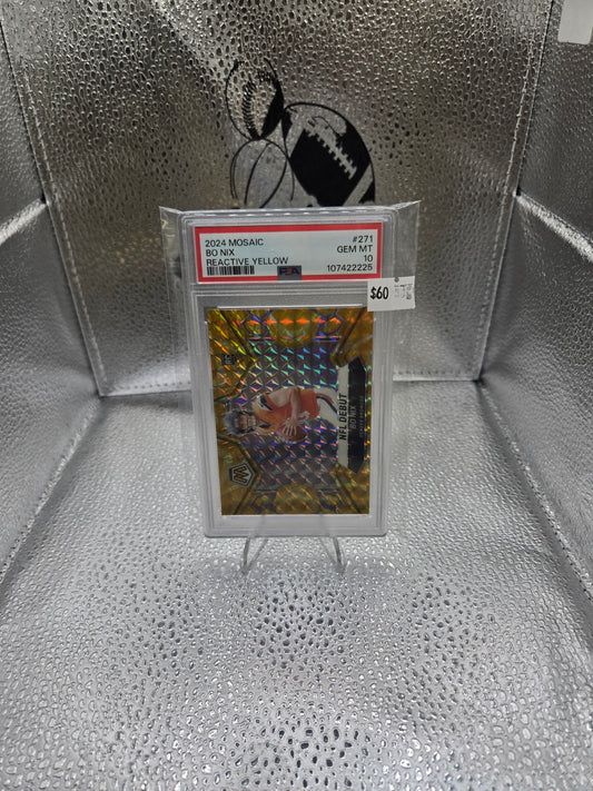 PSA 10 Bo Nix 2024 Mosaic Reactive Yellow