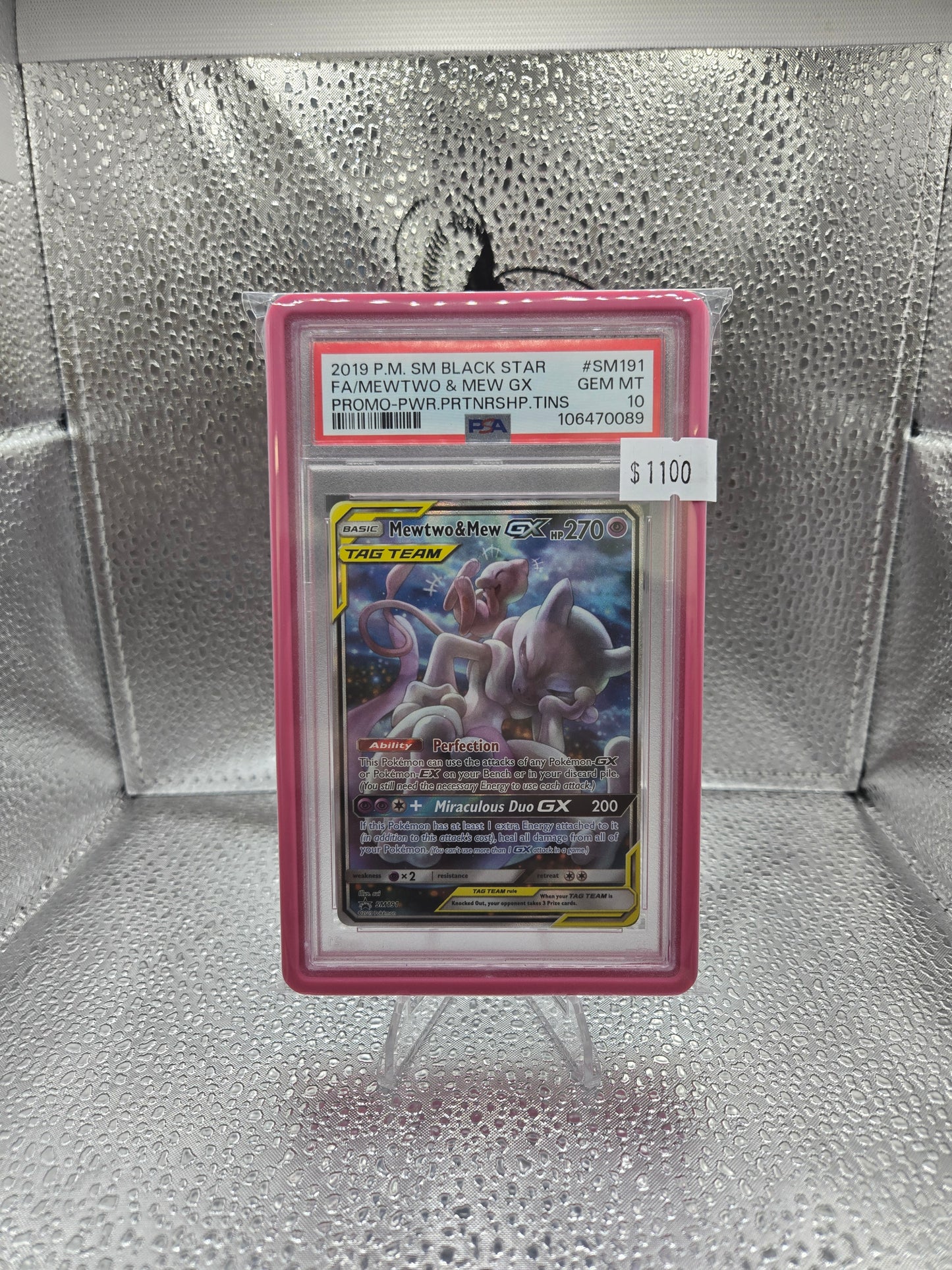 2019 POKEMON SM BLACK STAR PROMO #SM191 FULL ART/MEWTWO & MEW GX PSA 10