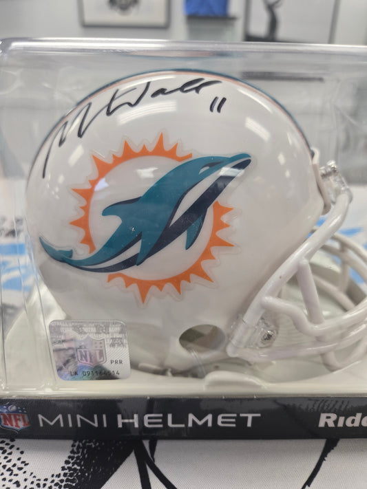 Mike Wallace Miami Dolphins Autographed Mini Helmet (COA)