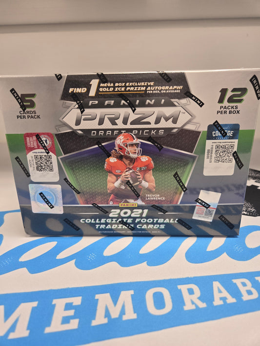 2021 Panini NFL  Prizm Draft Picks Mega Box (1 Gold Ice Auto Per Box)
