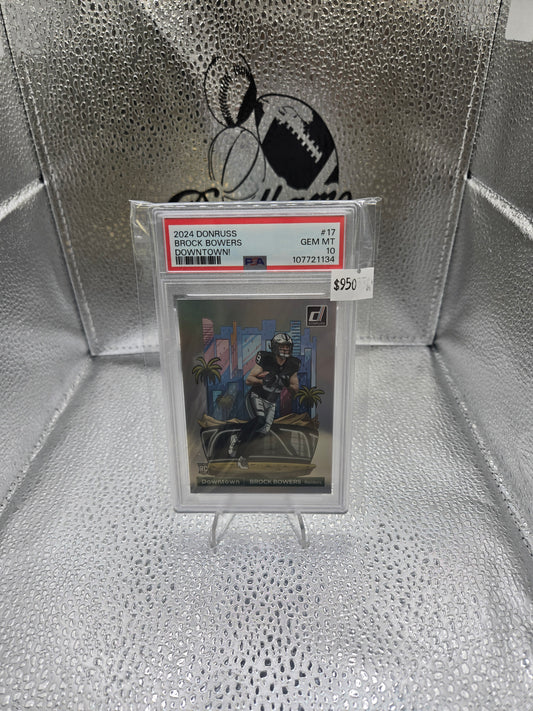 PSA 10 Brock Bowers 2024 Donruss Downtown
